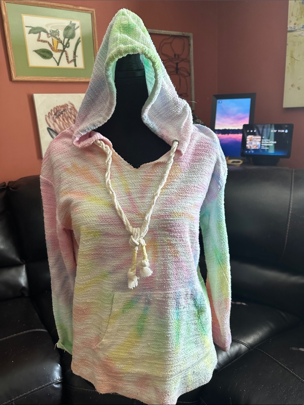 Pastel Tie-Dye Hooded Pullover Sweatshirt - Women